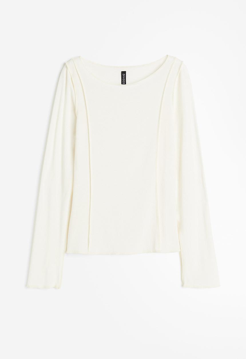 H&M - Flatlock-seam long-sleeved top - cream