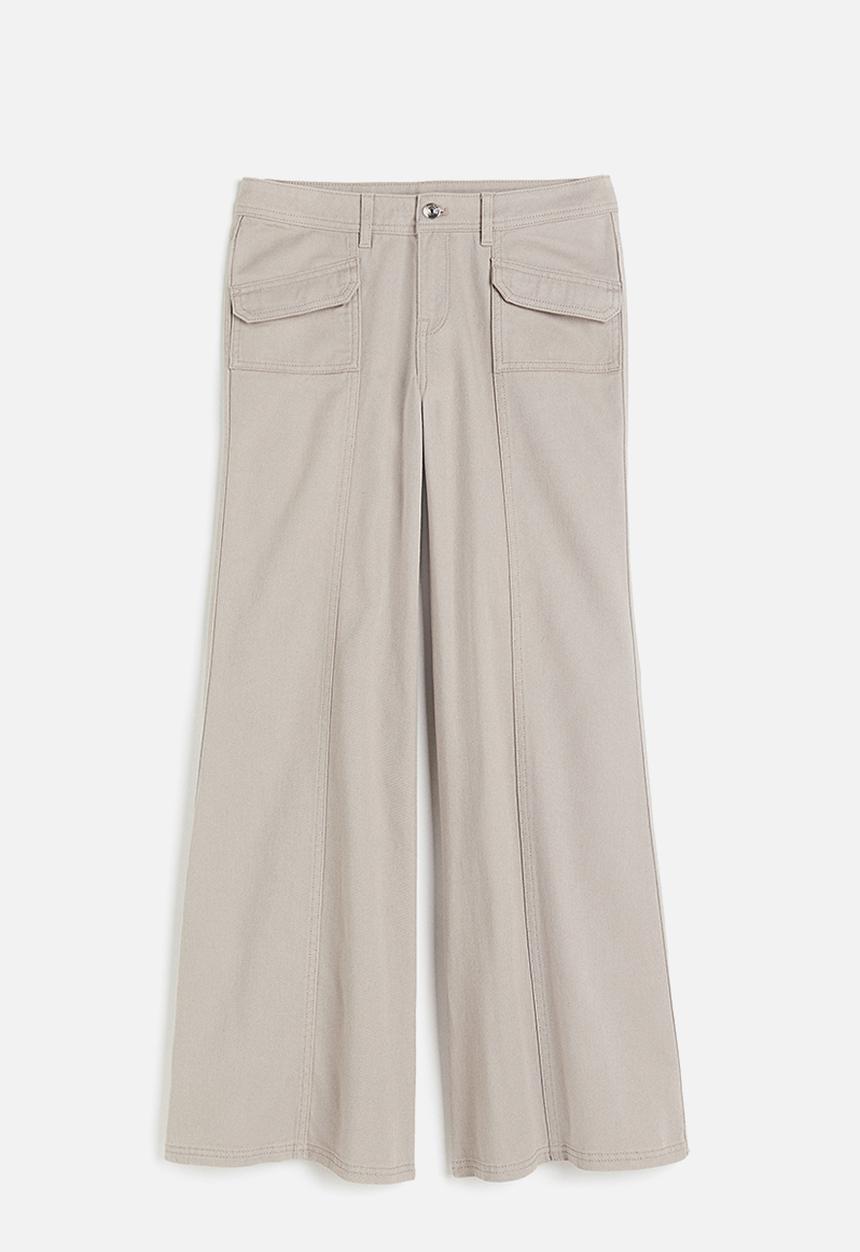 H&M - Wide twill trousers - light greige