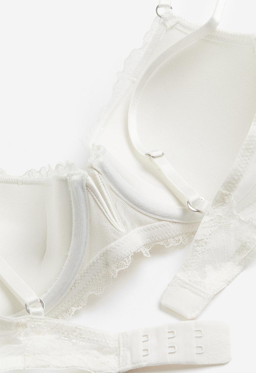H&M - Lace demi push-up bra - white