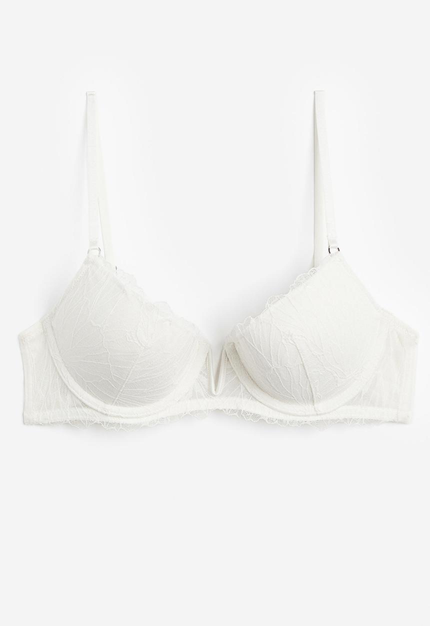 H&M - Lace demi push-up bra - white