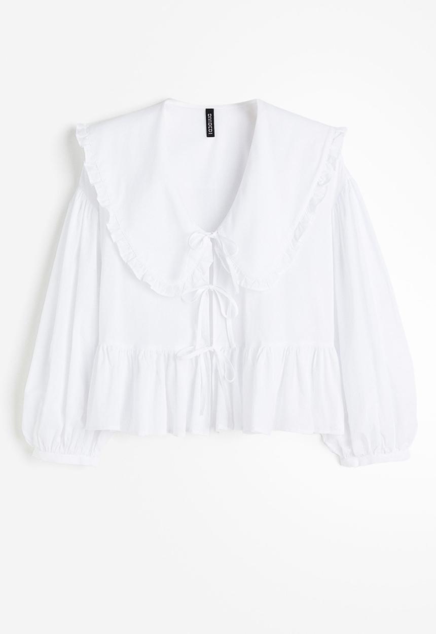 H&M - Peter pan-collared poplin blouse - white
