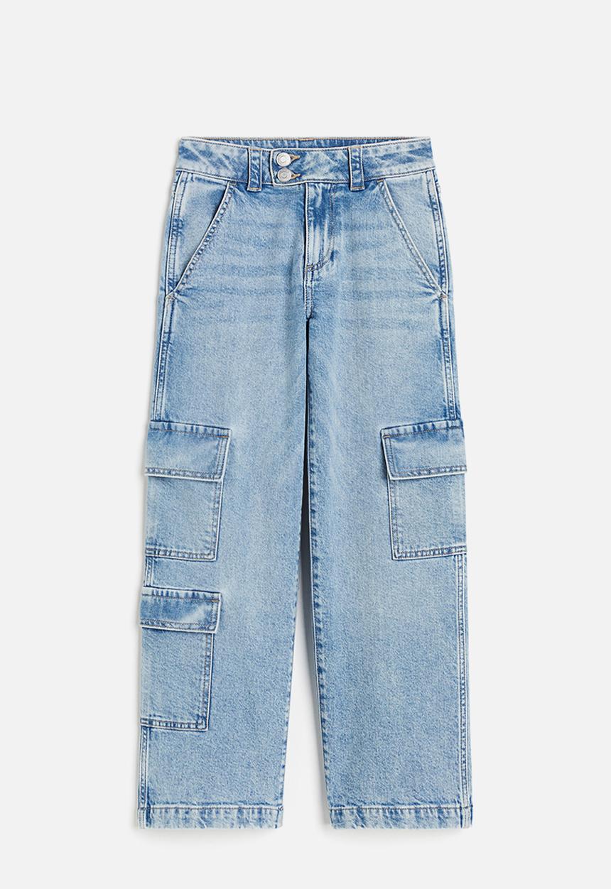 H&M - Loose fit wide leg cargo jeans - denim blue