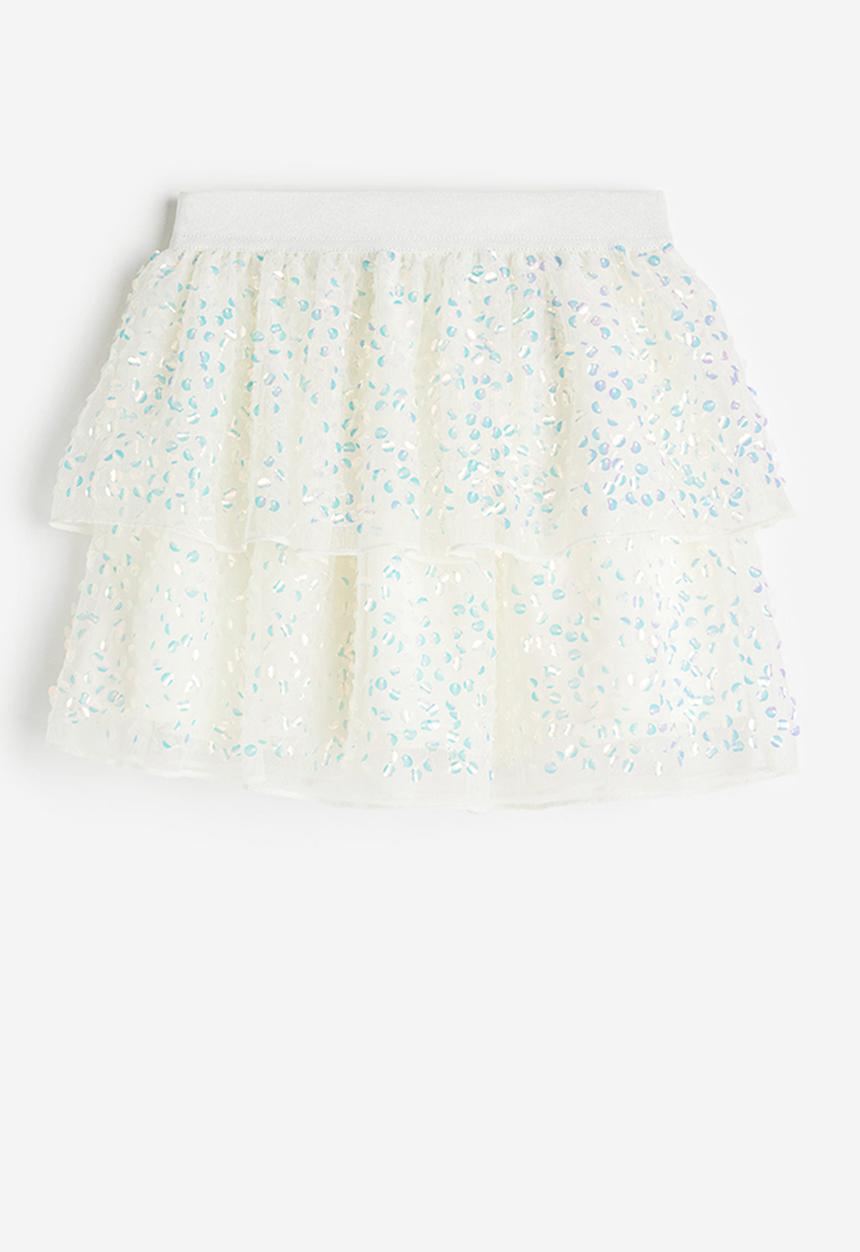 H&M - Sequined tulle skirt - white