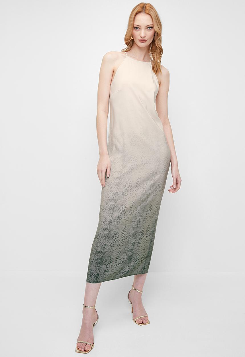 Superbalist - Halter midi slip dress - icey leopard ombre