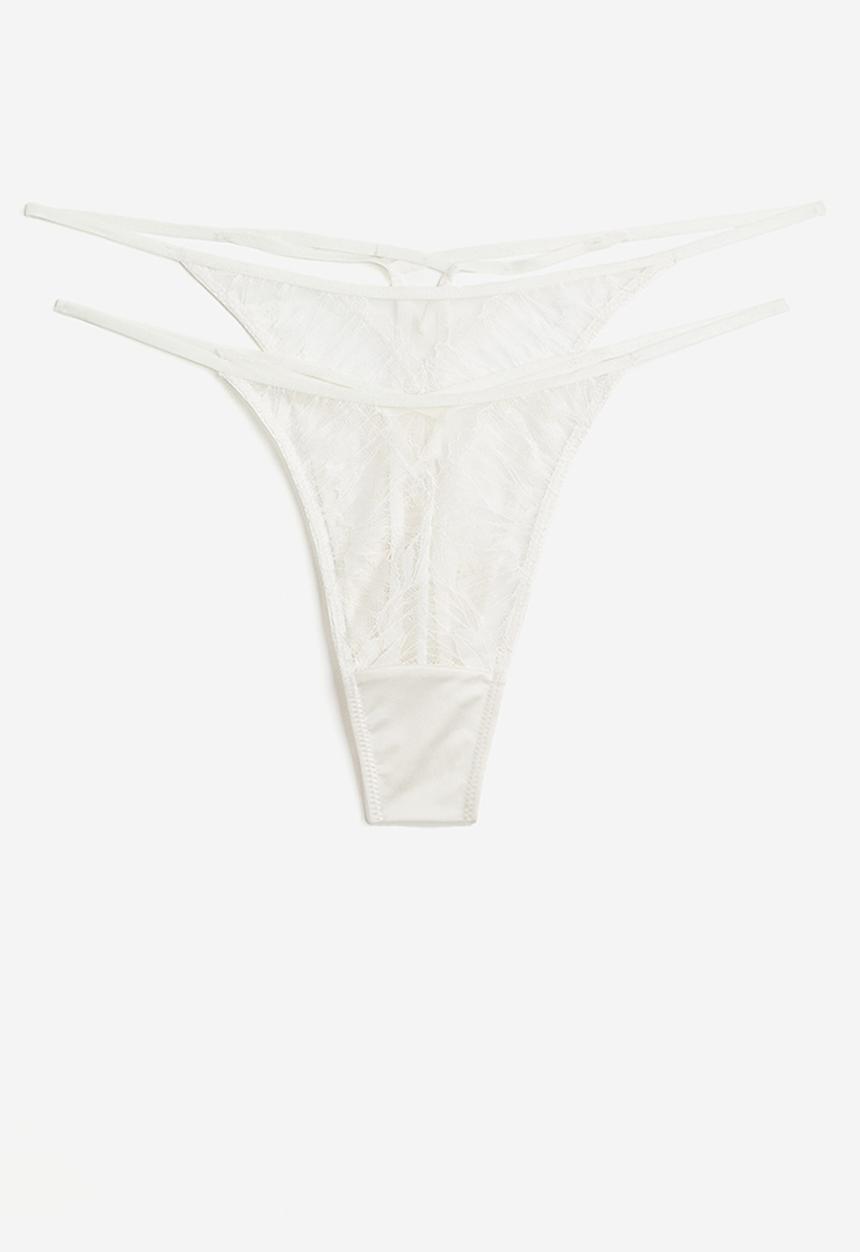 H&M - 2 pack lace thong briefs - white