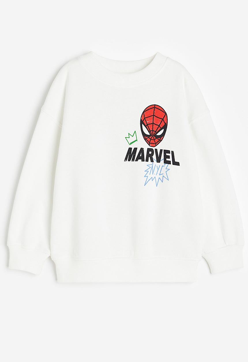 H&M - Oversized printed sweatshirt - white & spider-man