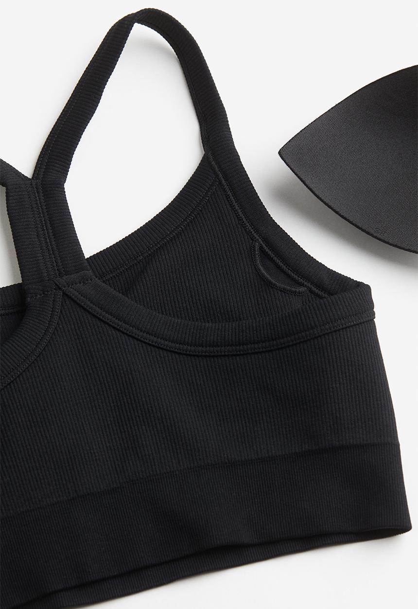 H&M - Drymove™ seamless medium support sports bra - black