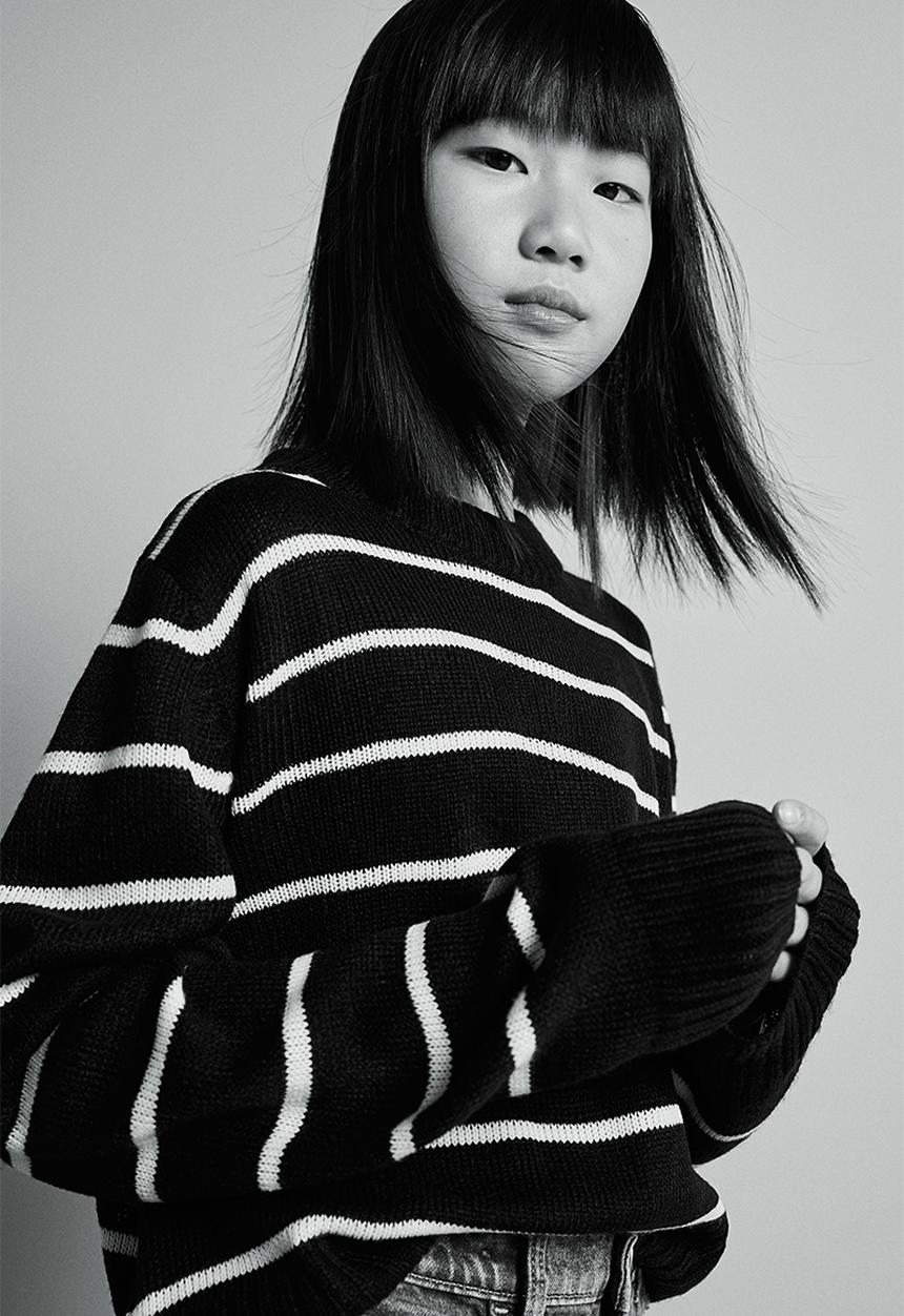 H&M - Jumper - black & striped 
