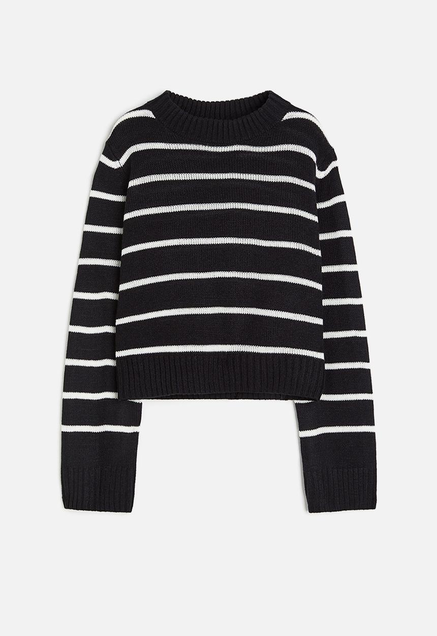 H&M - Jumper - black & striped 