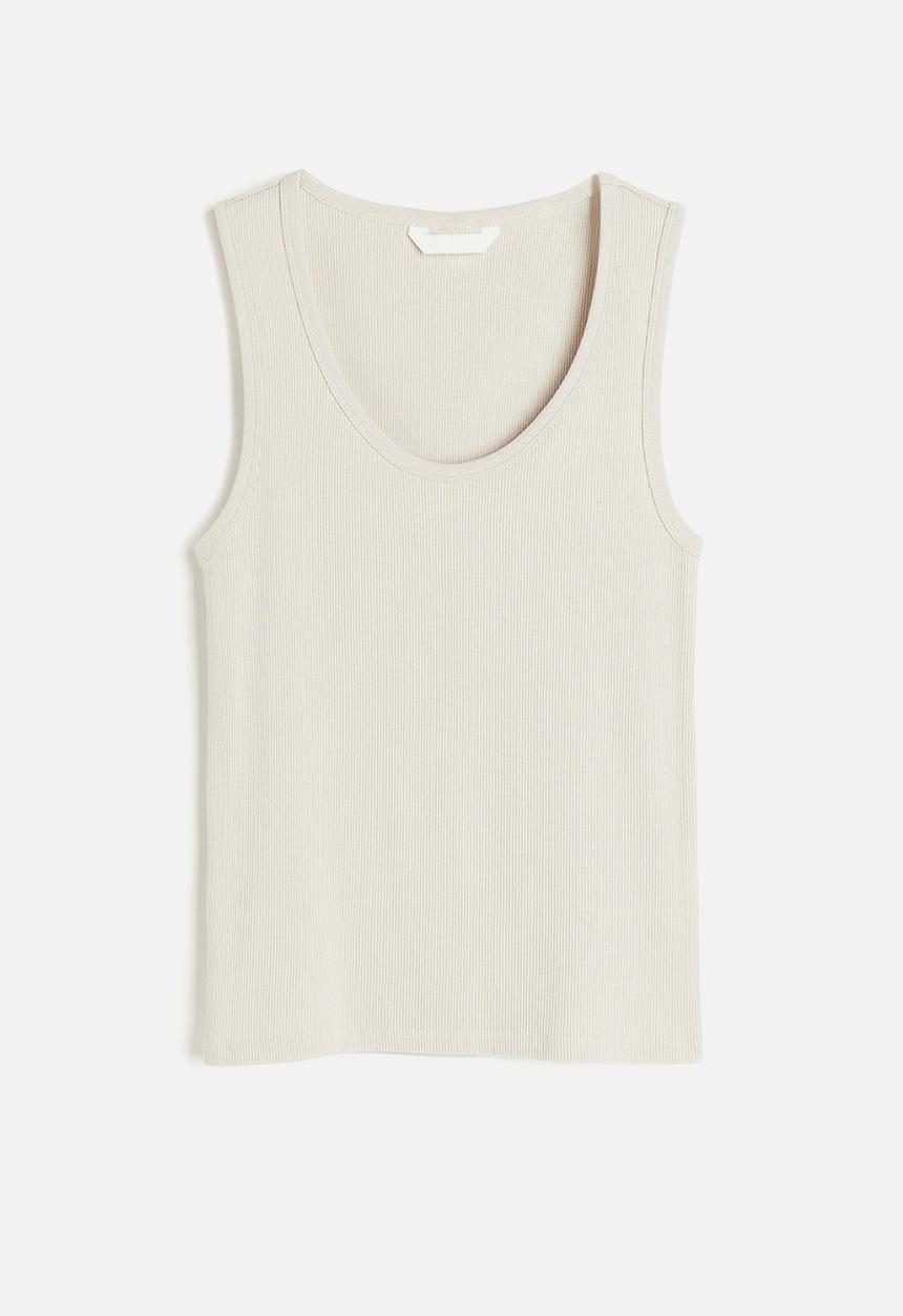 H&M - Ribbed vest top - light beige