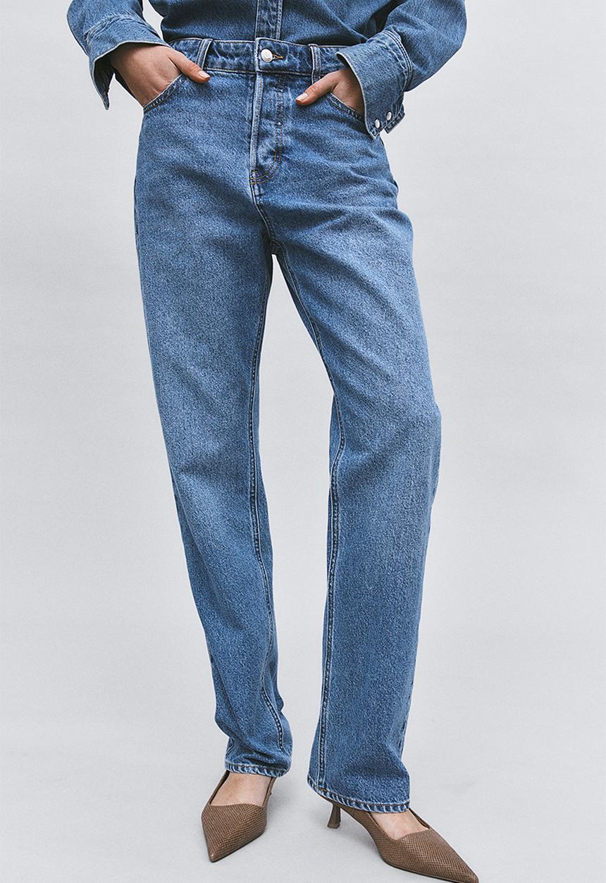 H&M - Straight high jeans - medium denim blue 
