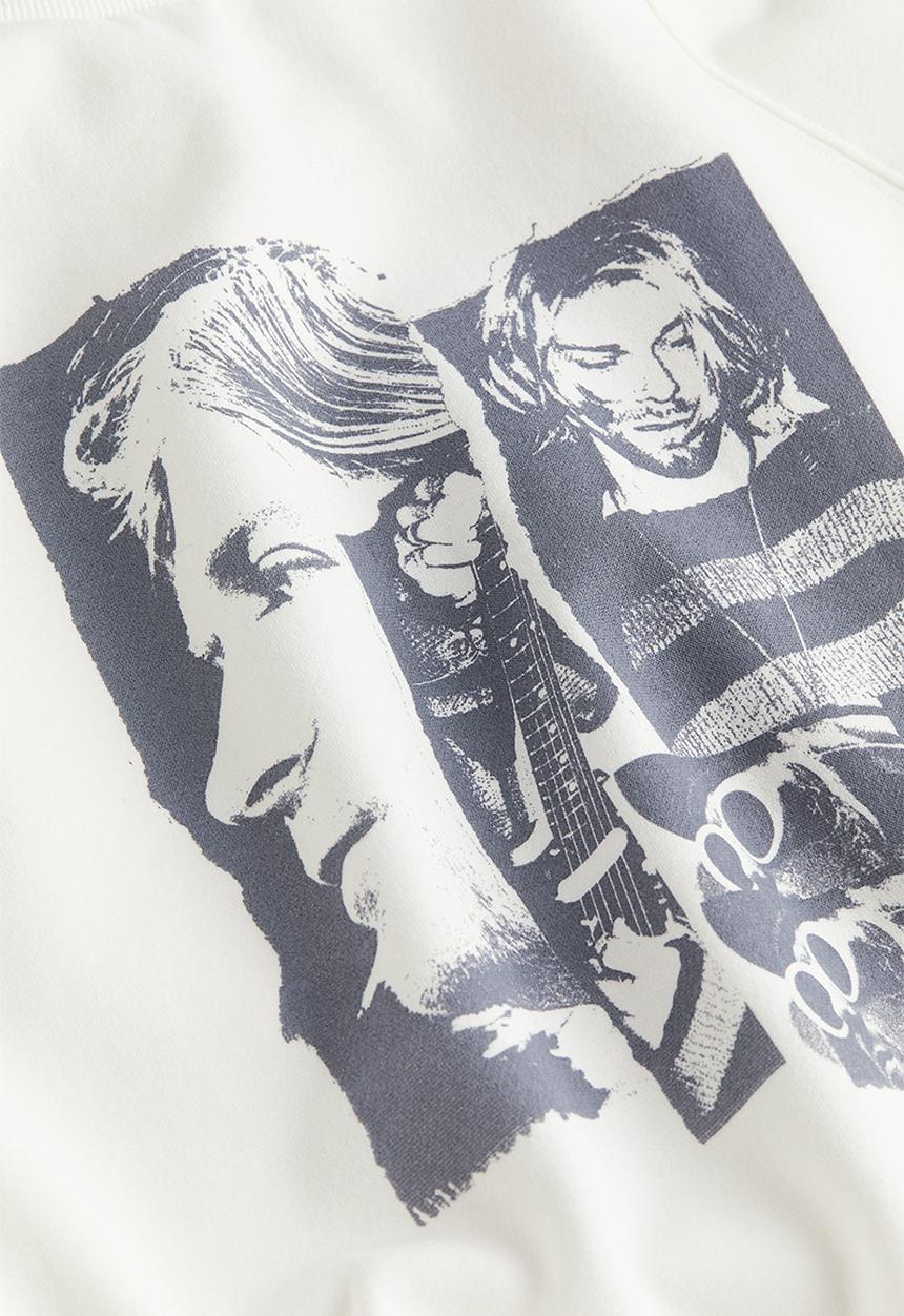 H&M - Printed sweatshirt - cream & kurt cobain