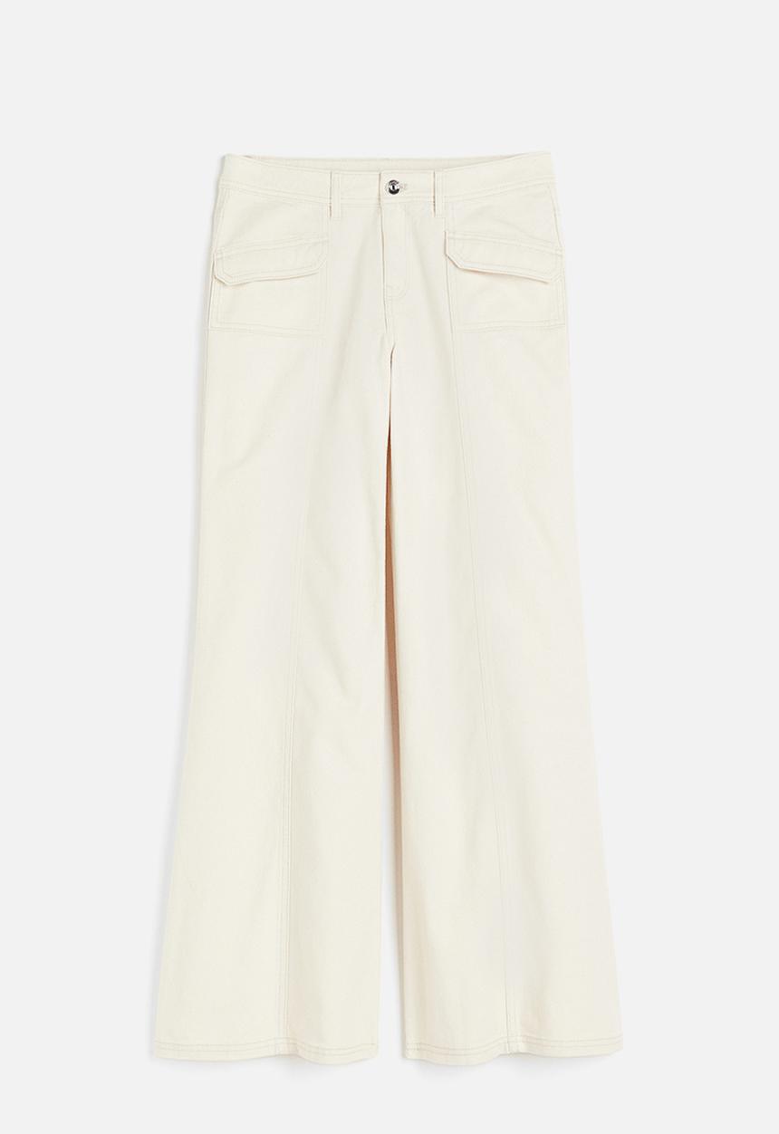 H&M - Wide twill trousers - light beige