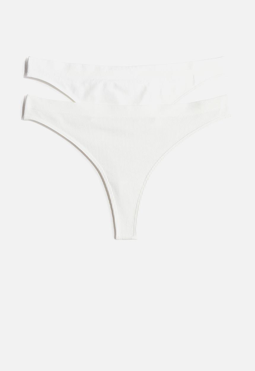 H&M - 2-Pack seamless thong briefs - white