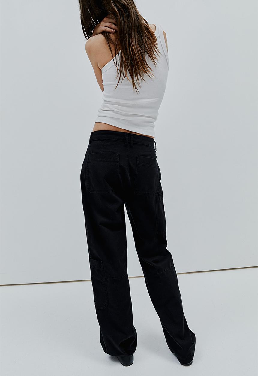 H&M - Twill cargo trousers - black
