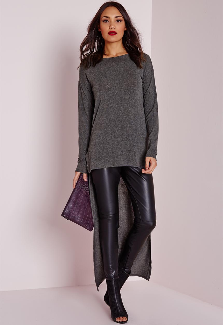 Missguided - Dipped hem long sleeve tunic 