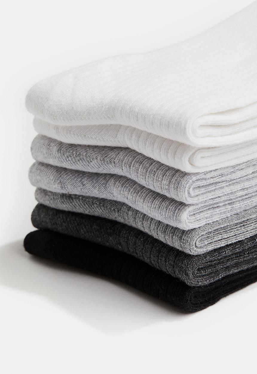 H&M - 7 pack socks - white & grey marl
