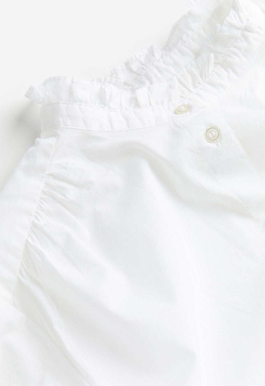 H&M - Frill-trimmed cotton blouse - white