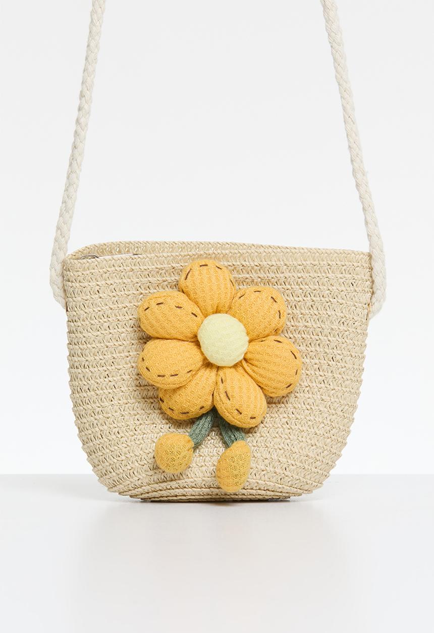 Pop Candy - Floral straw bag - neutral