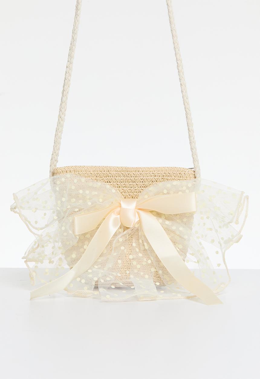Pop Candy - Bow décor straw bag - beige