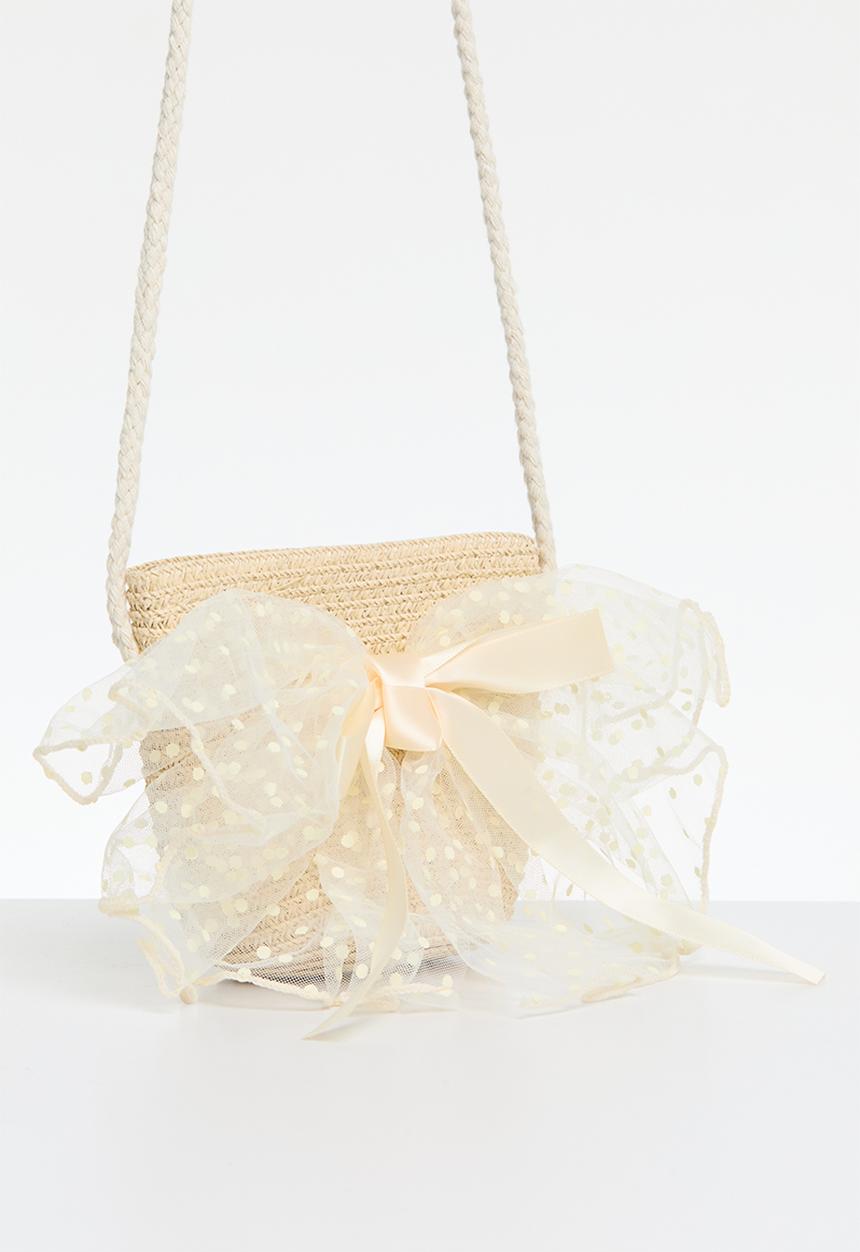 Pop Candy - Bow décor straw bag - beige