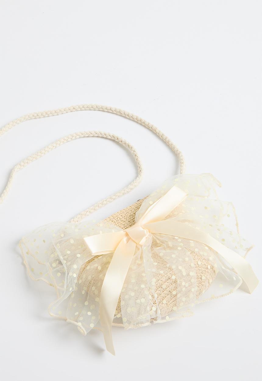 Pop Candy - Bow décor straw bag - beige
