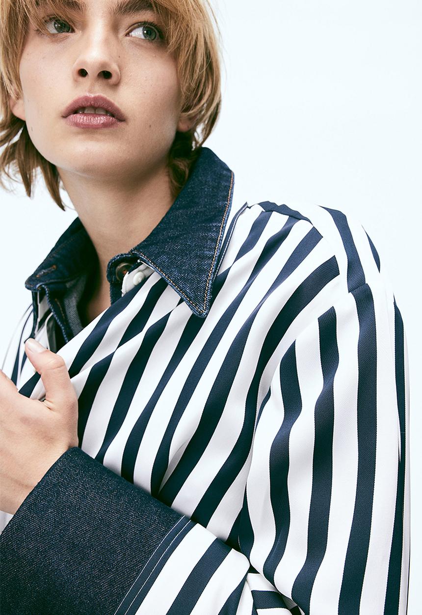 H&M - Twill blouse - navy blue striped