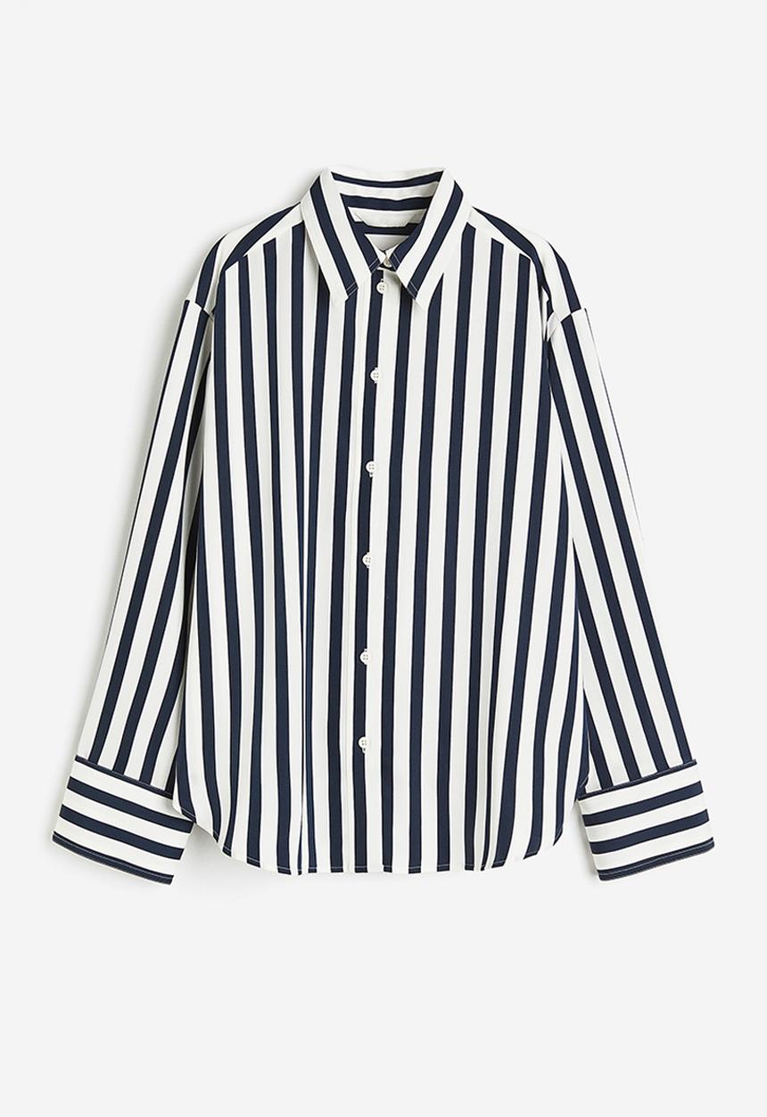 H&M - Twill blouse - navy blue striped