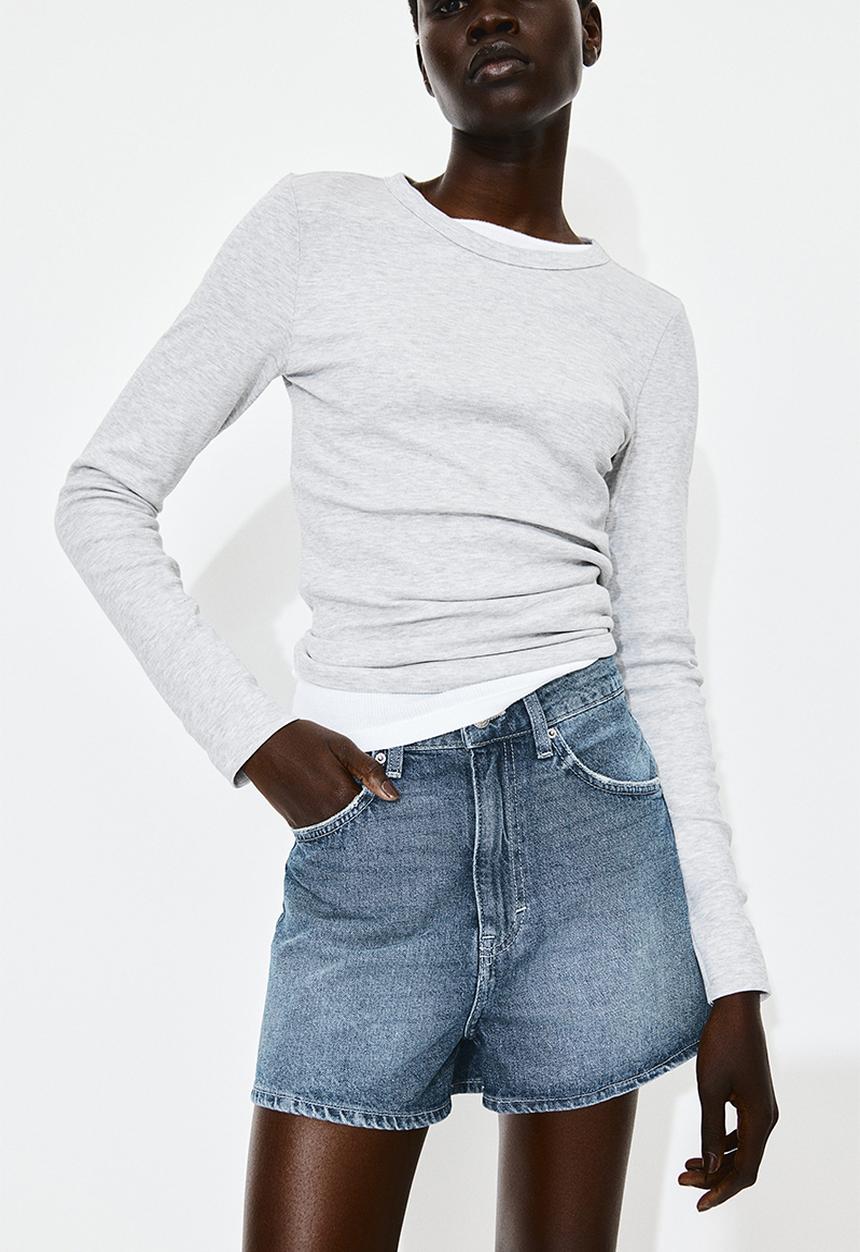 H&M - High denim shorts - denim blue