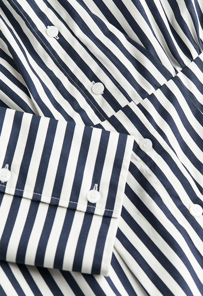 H&M - Cotton shirt dress - navy blue striped
