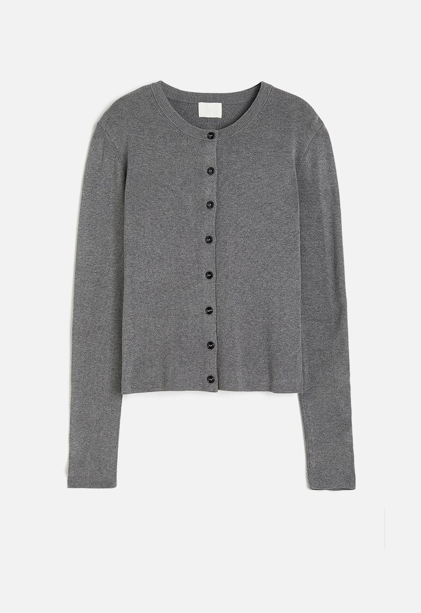 H&M - Fine-knit cardigan - grey marl