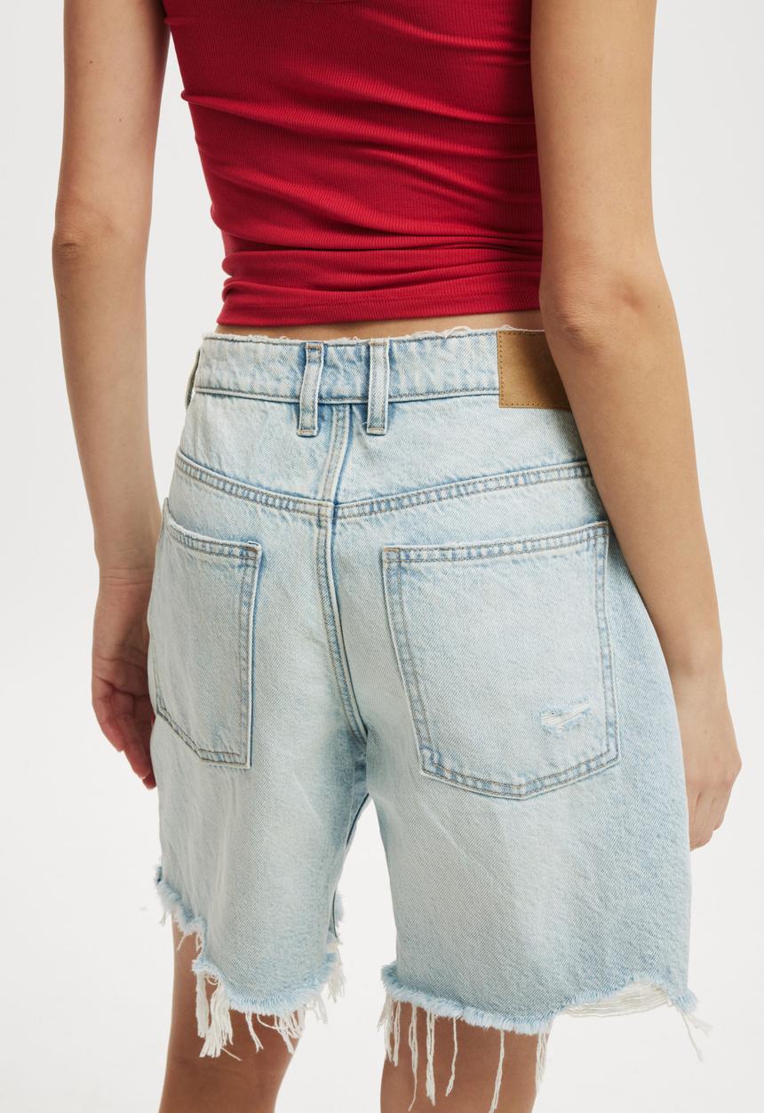 Cotton On - Relaxed Denim Short - Air Blue Rip