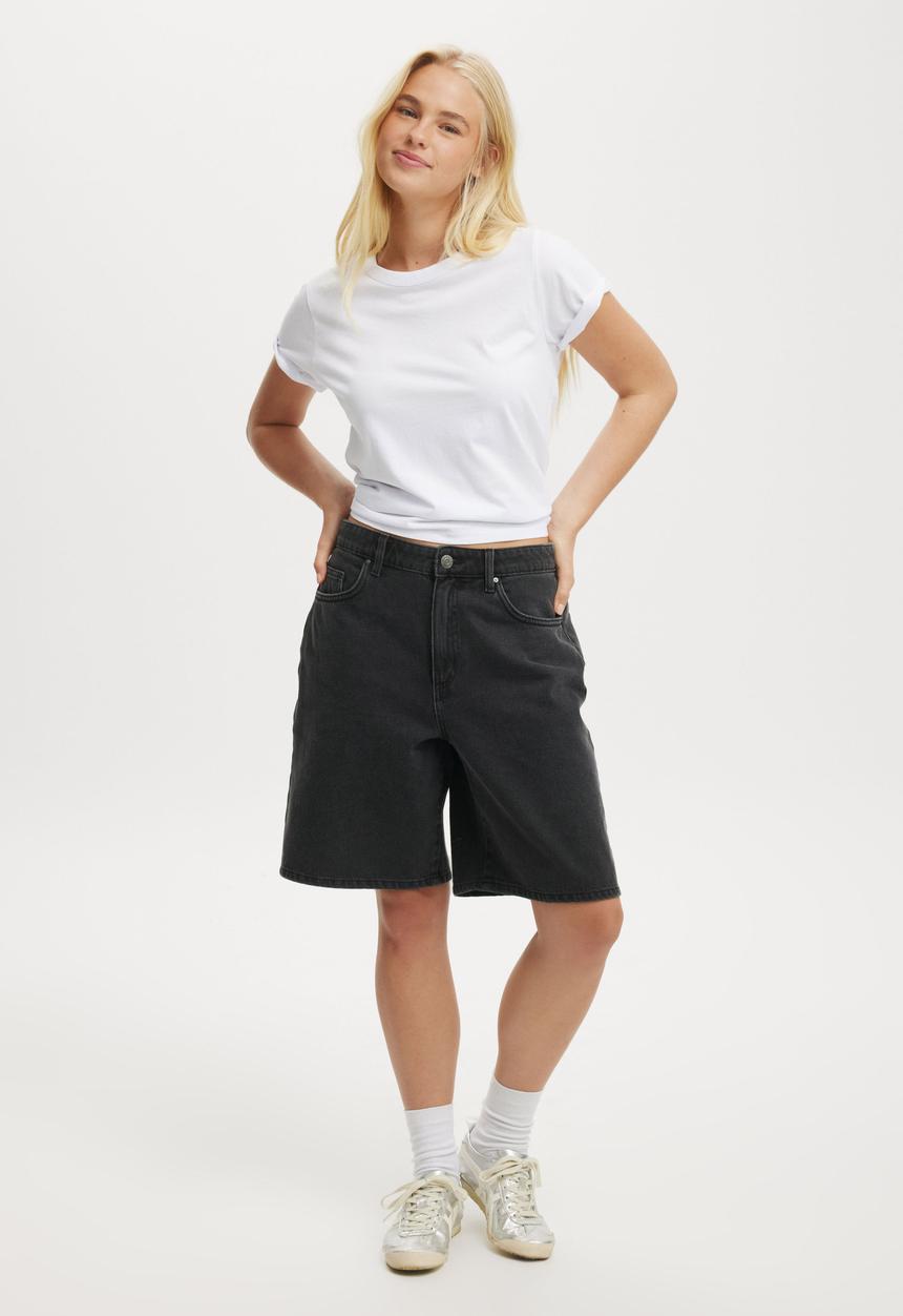 Cotton On - Super Baggy Denim Jort - Graphite Black