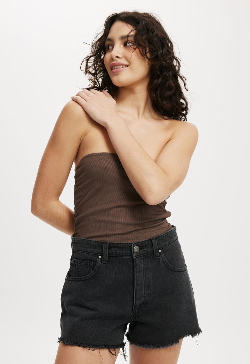 Cotton On - Original Cut Off Denim Short - Graphite Black Worn