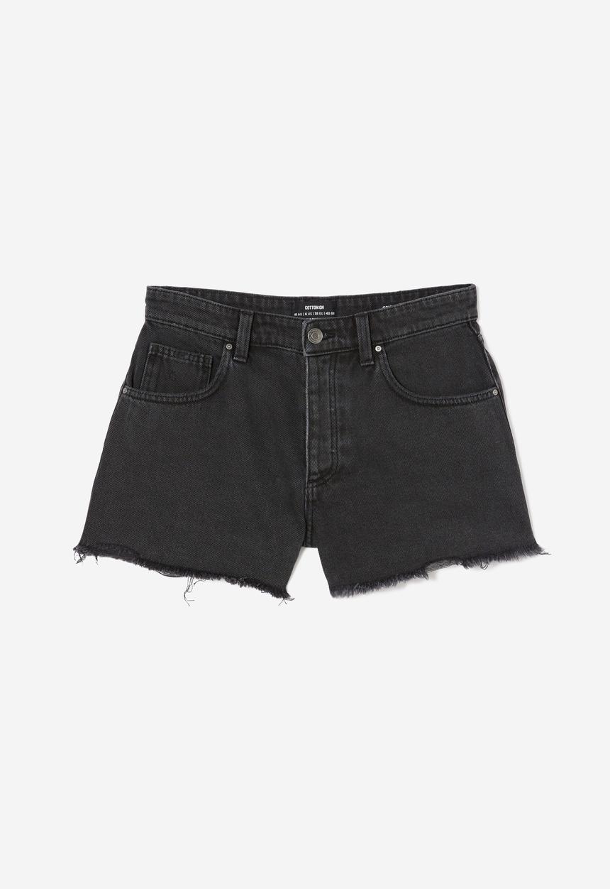 Cotton On - Original Cut Off Denim Short - Graphite Black Worn