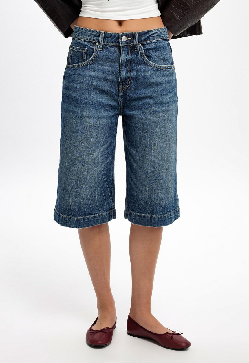 Cotton On - 90 S Baggy Denim Jort - Blue Dusk