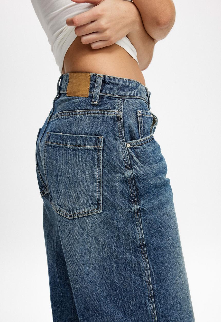 Cotton On - 90 S Baggy Denim Jort - Blue Dusk