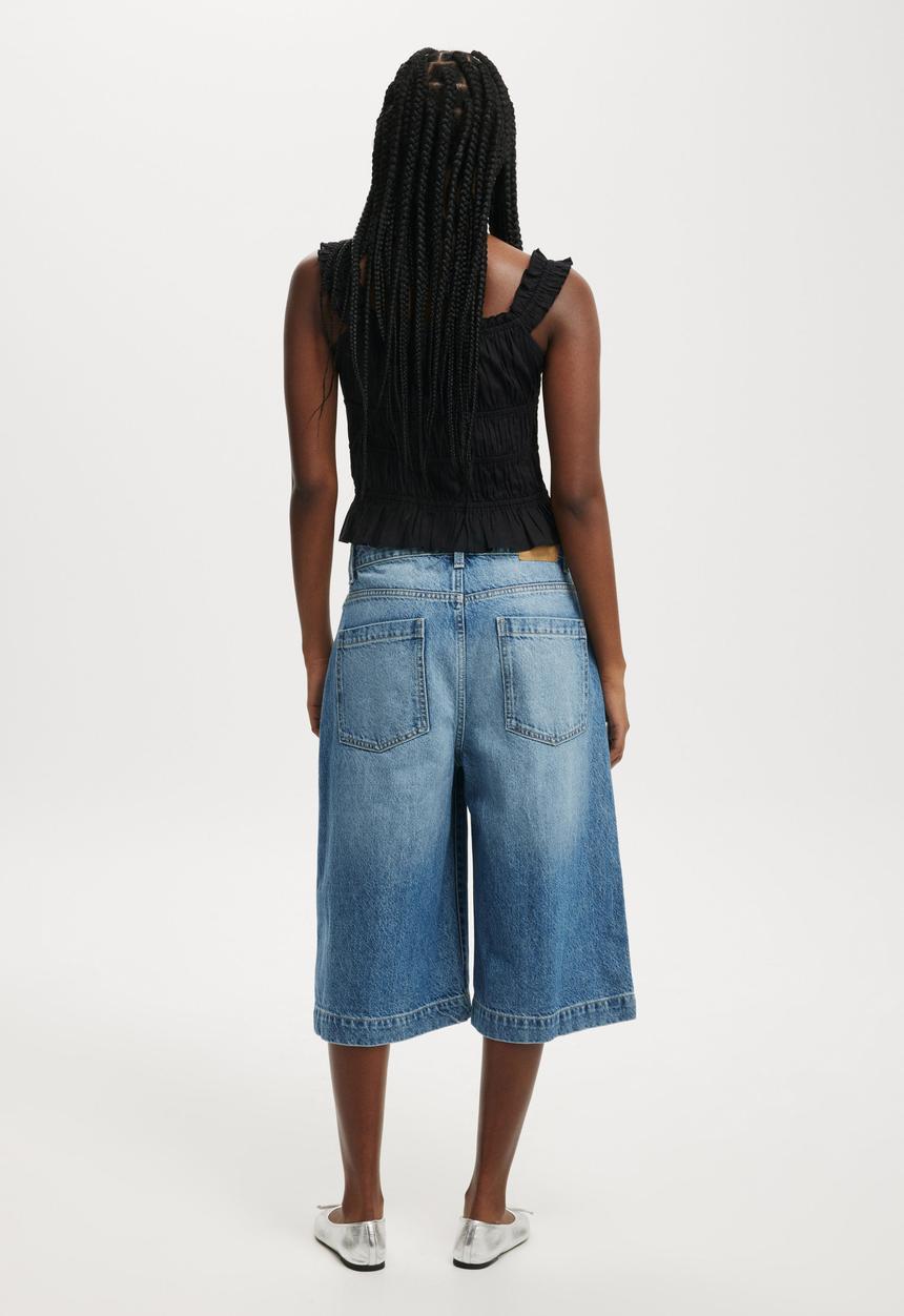 Cotton On - 90 S Baggy Denim Jort - Azure Blue