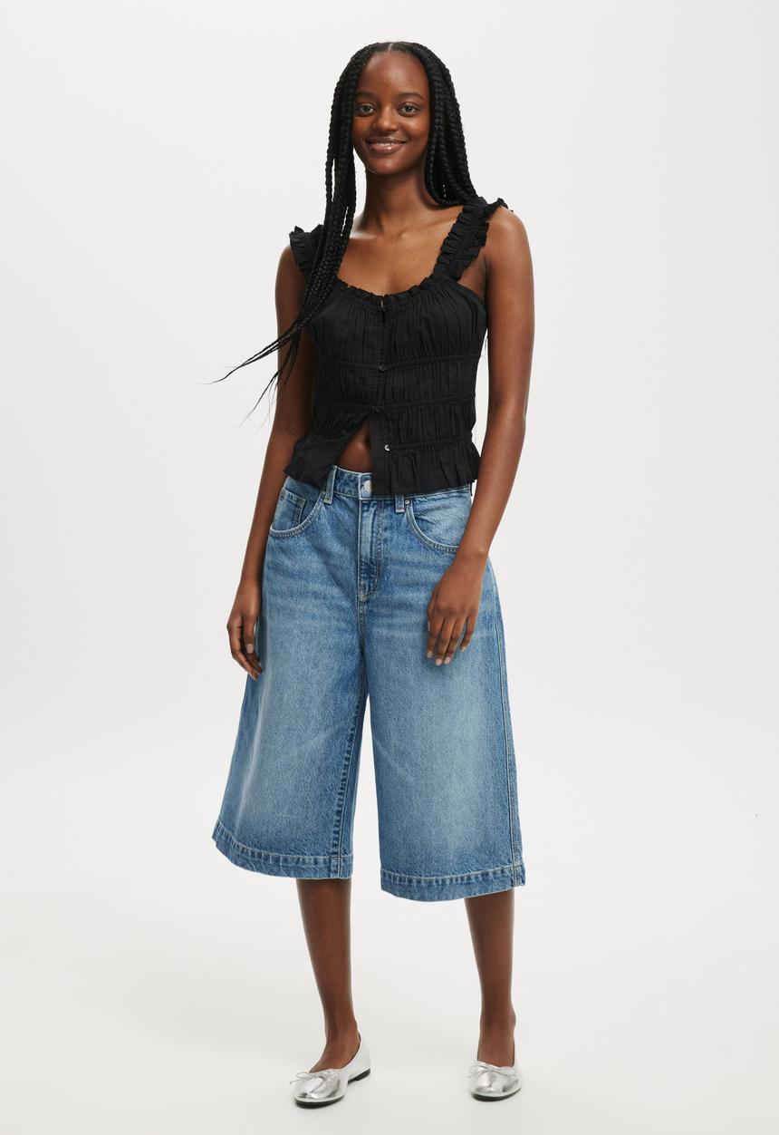 Cotton On - 90 S Baggy Denim Jort - Azure Blue