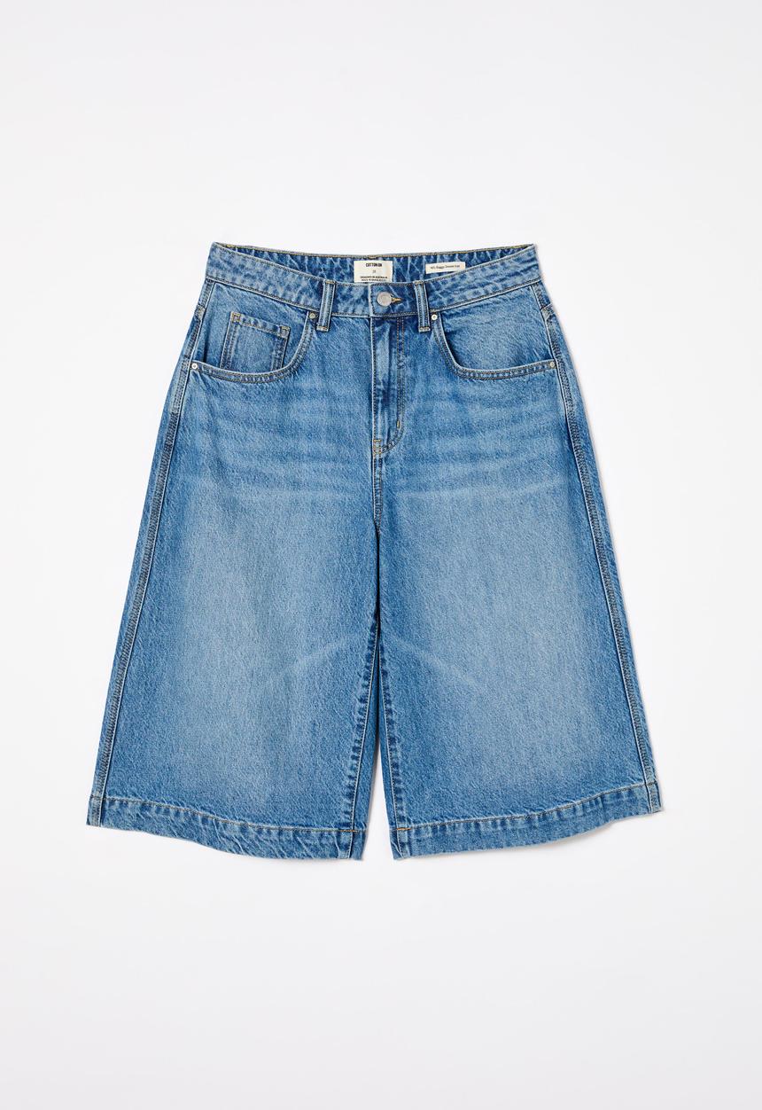 Cotton On - 90 S Baggy Denim Jort - Azure Blue