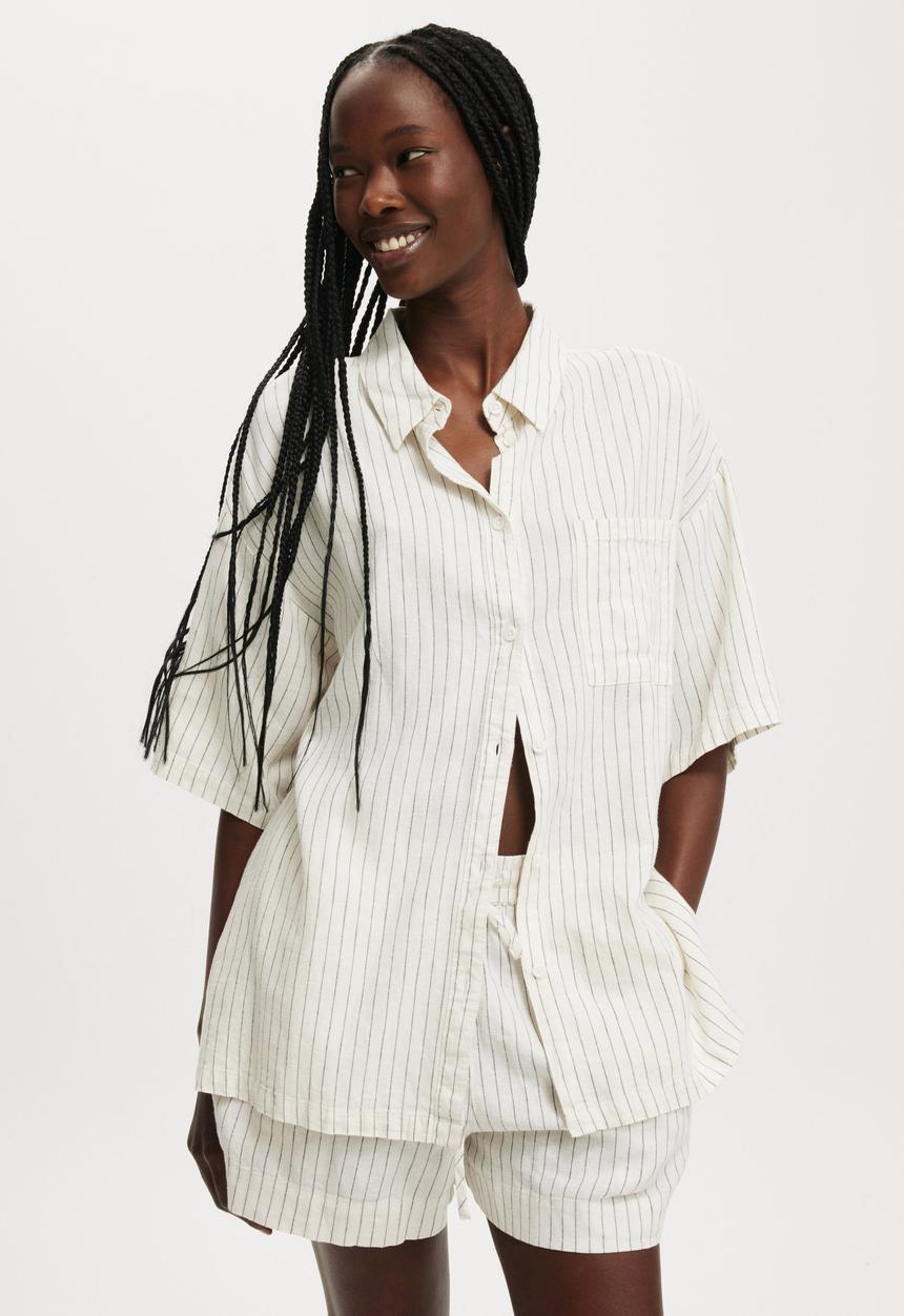 Cotton On - Haven Short Sleeve Shirt - Dahna Pinstripe
