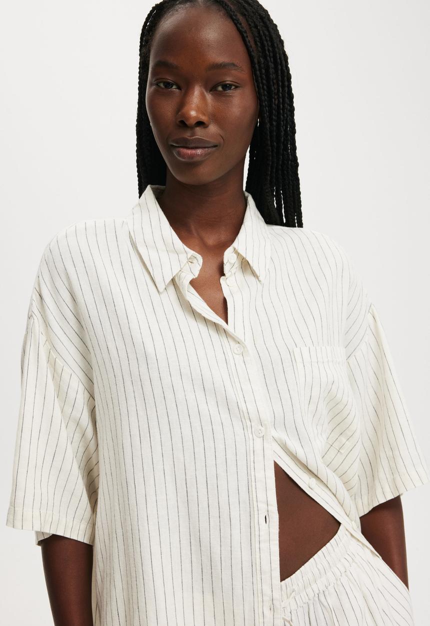Cotton On - Haven Short Sleeve Shirt - Dahna Pinstripe