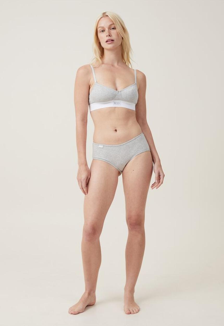 Cotton On - Organic cotton rib boyleg brief - mid grey marle