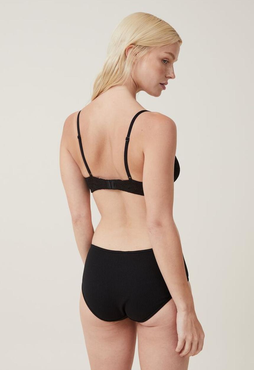Cotton On - Organic cotton rib boyleg brief - black