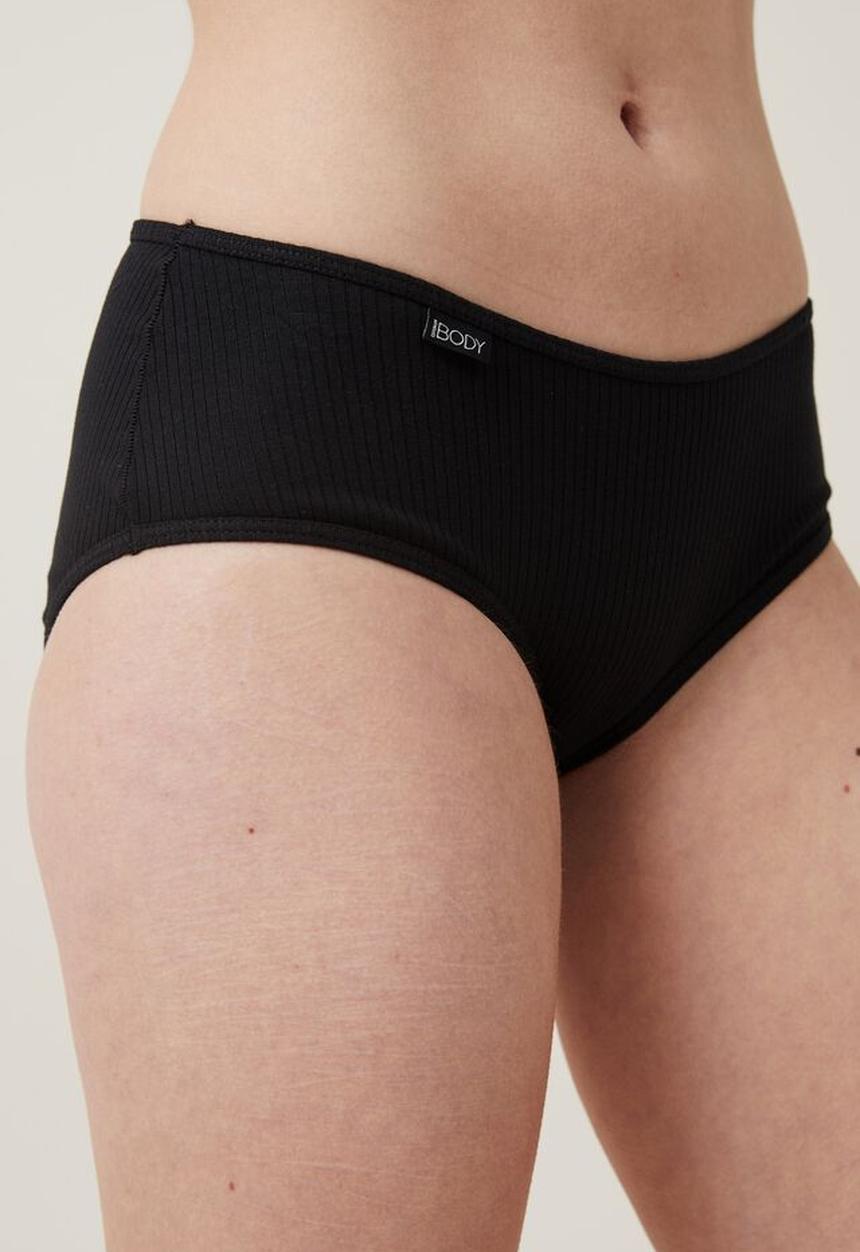 Cotton On - Organic cotton rib boyleg brief - black