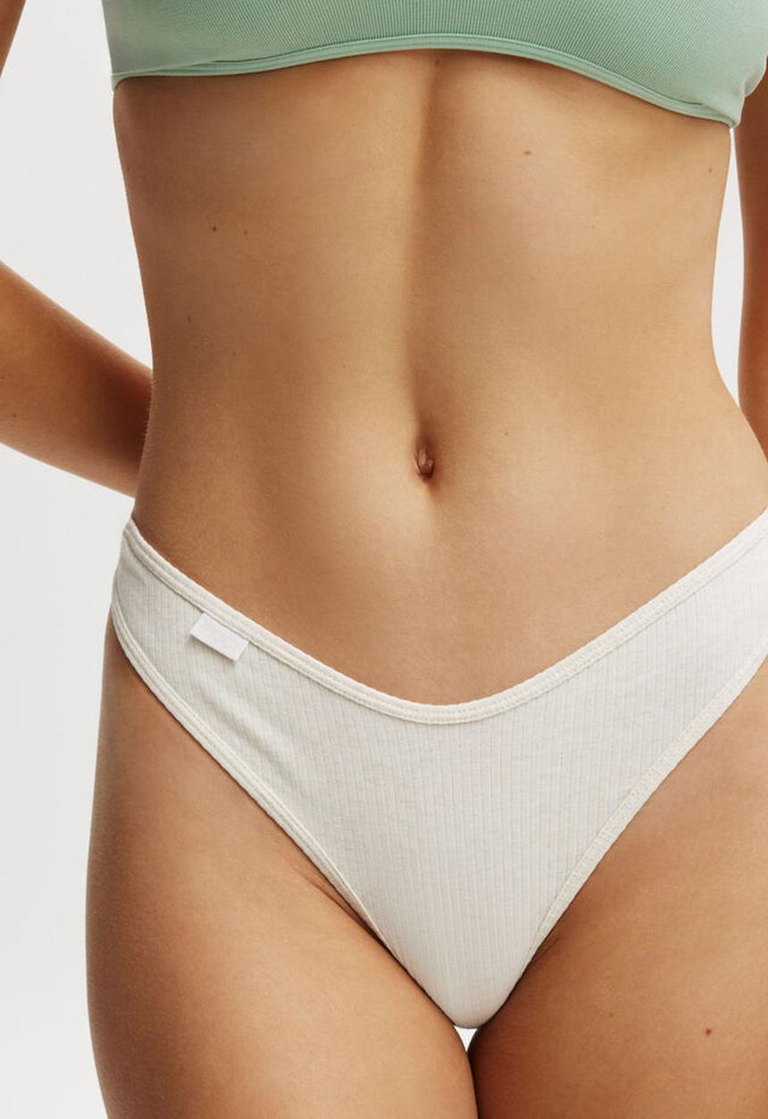 Cotton On - Organic cotton rib g string brief - butterscotch marle