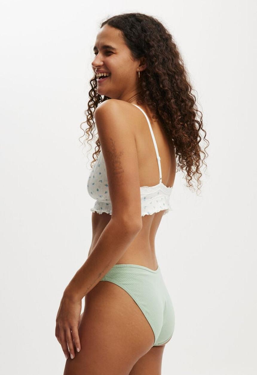 Cotton On - Organic cotton rib bikini brief - washed mint