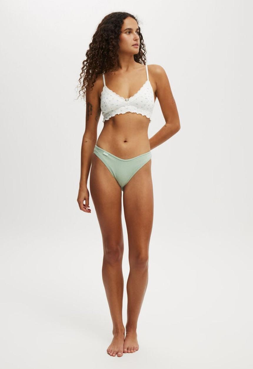 Cotton On - Organic cotton rib bikini brief - washed mint