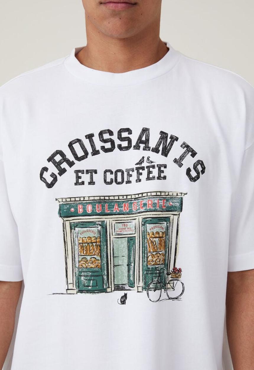 Cotton On - Box fit graphic t-shirt - white/boulangerie