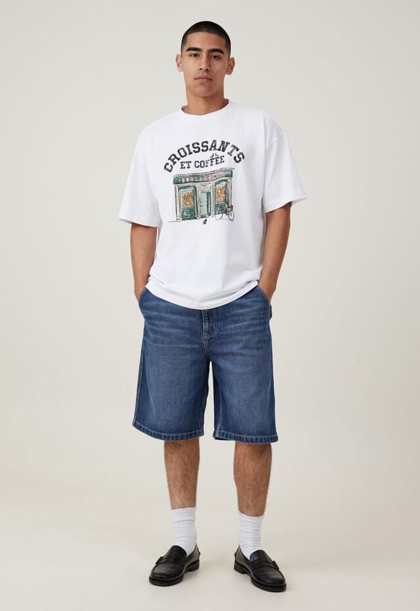 Cotton On - Box fit graphic t-shirt - white/boulangerie